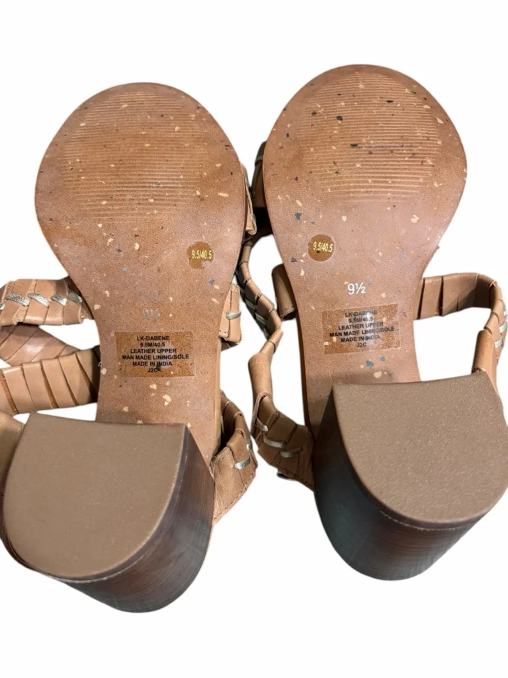 Lucky Brand Braided Tan Leather Sandals with Beige Accent